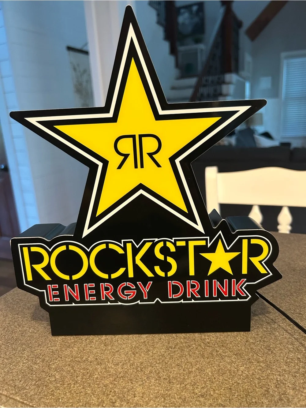 Yellow & Black Rockstar Tabletop Light-Up Sign